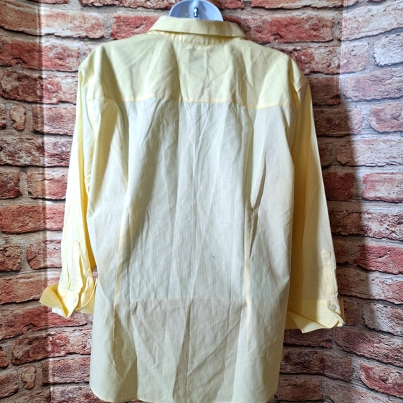 Brooks Brothers Mini Stripe Fitted Non-Iron Stretch Cotton Shirt - YELLOW/WHITE - Picture 15 of 16